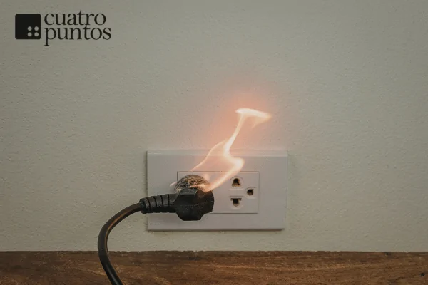 Enchufe chispeando por una mala instalación eléctrica